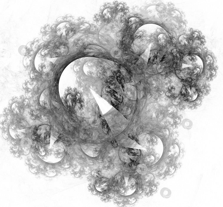 Скачать Вокруг кругов разного размера пузырьки концентрировались и образовывали абстрактный узор. Монохромный абстрактный фрактальный фон. 3D рендеринг. 3D иллюстрация. фотосток Ozero