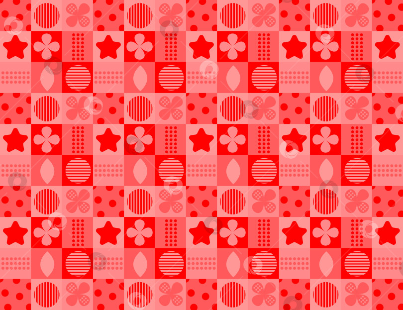 Скачать бесшовный геометрический узор из красных разноцветных квадратов, плитки с разными узорами фотосток Ozero