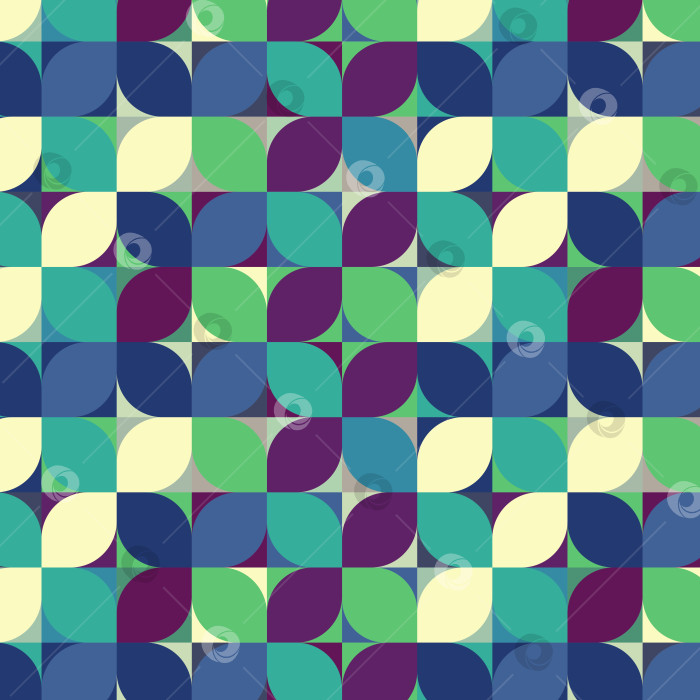 Скачать Геометрический простой узор бесшовный статичный гладкий с широкими лепестками зеленого синего малинового бежевого цветов векторное изображение фотосток Ozero