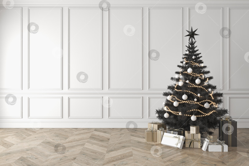 Скачать Черная рождественская елка в классическом номере фотосток Ozero