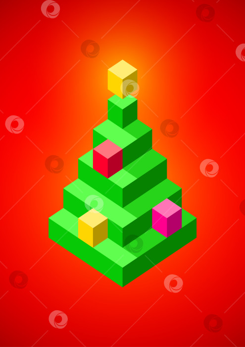Скачать Рождественская елка из 3D пикселей фотосток Ozero