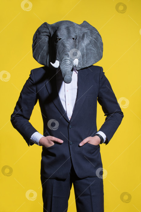 Скачать человек в маске слона на желтом фоне фотосток Ozero