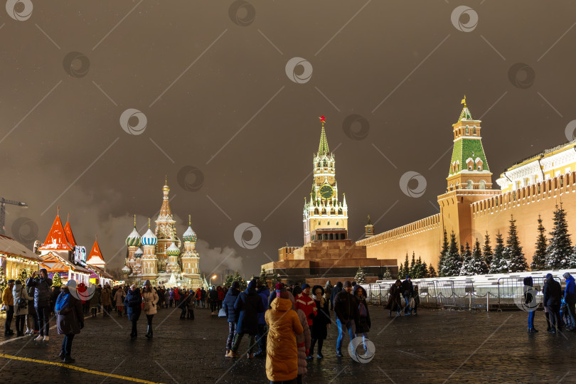 Скачать Москва, Россия - января 07, 2019- Красная площадь в новогодние праздники фотосток Ozero