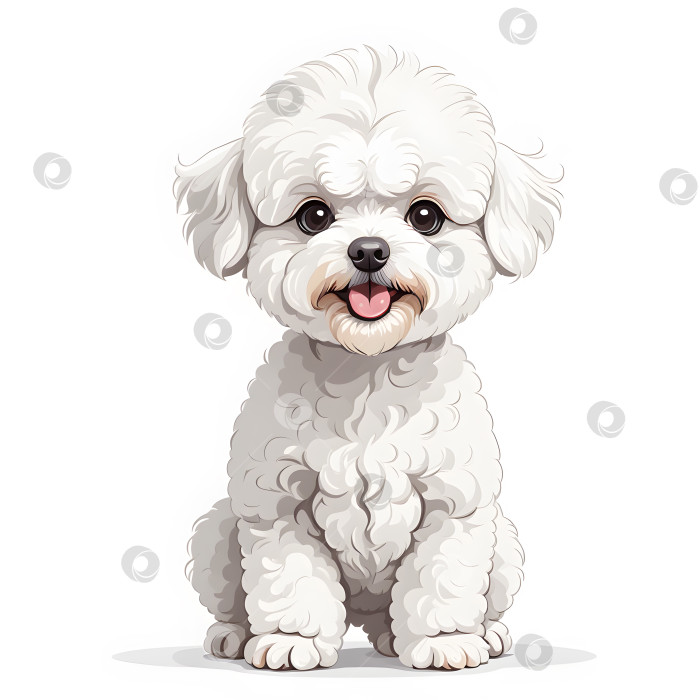 Скачать бишон фризе миниатюрный щенок маленькой собачки в мультяшном стиле на белом фоне фотосток Ozero