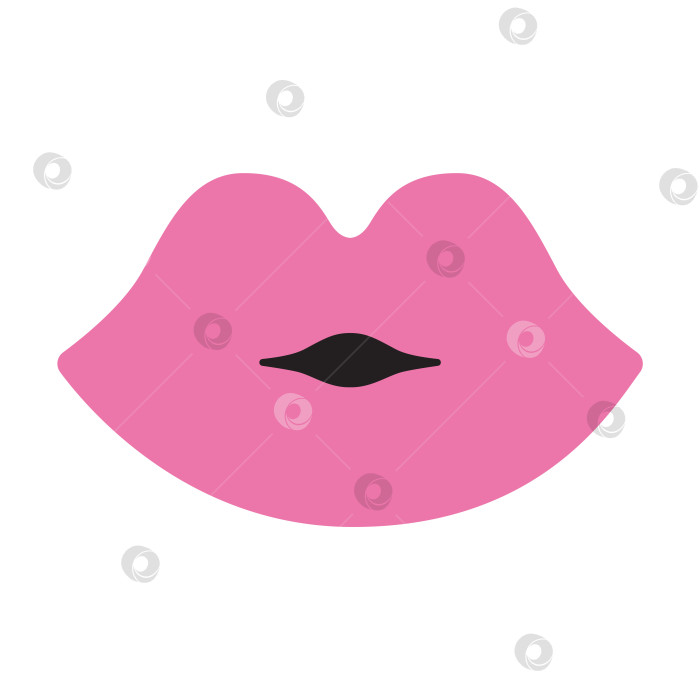 Скачать Розовые женские губы, мультяшный стиль. Модная современная векторная иллюстрация, изолированная на белом фоне, нарисованная от руки, плоский дизайн фотосток Ozero