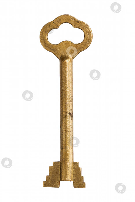 Скачать Старинный бронзовый ключ, выделенный на белом фоне фотосток Ozero