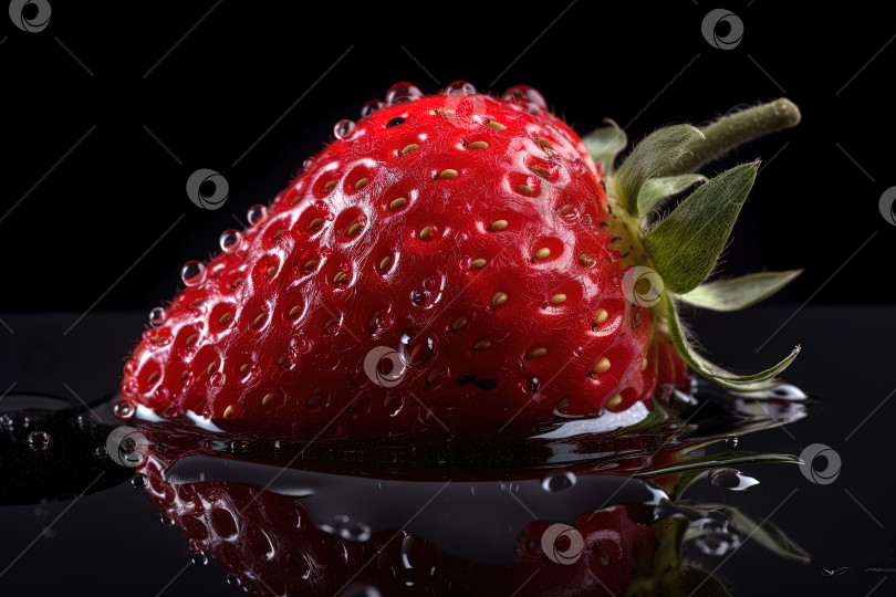 Скачать Клубника на заднем плане. Сочная красная ягода, свежая и сладкая. Сгенерированный искусственный интеллект. фотосток Ozero