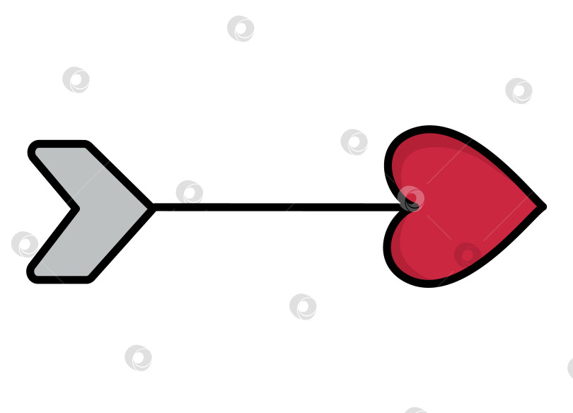 Скачать Векторная мультяшная кавайная стрела с наконечником в форме сердца. Клипарт с изображением оружия. Симпатичная иллюстрация указателя. Забавный значок Дня Святого Валентина для детей с концепцией любви фотосток Ozero