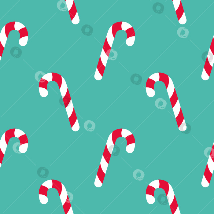 Скачать Рождественский бесшовный узор для ткани, бумаги. Наклейте конфету на зеленом фоне фотосток Ozero