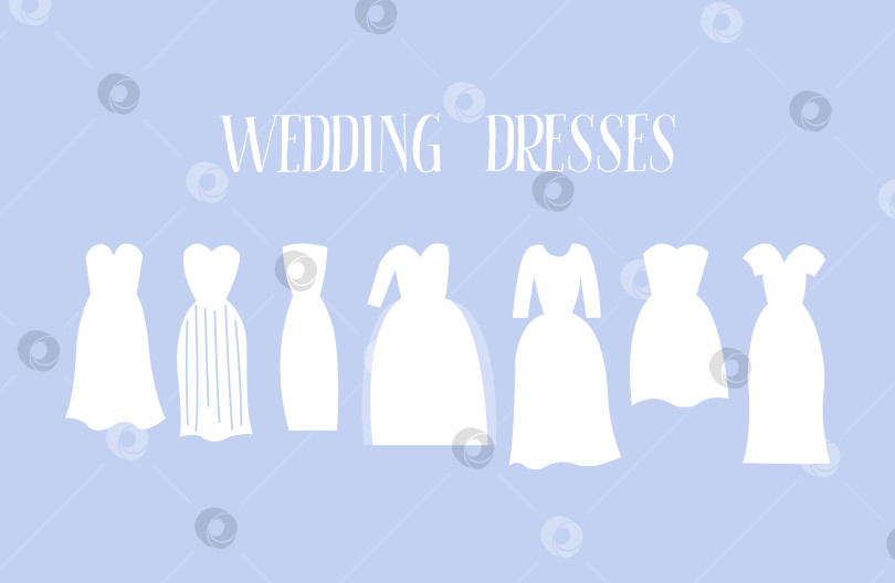 Скачать Разнообразие свадебных платьев для магазинов. Иллюстрация набора платьев для свадебного бутика фотосток Ozero