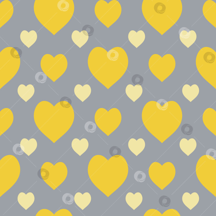 Скачать Бесшовный узор с желтыми сердечками на сером фоне. Векторное изображение. фотосток Ozero