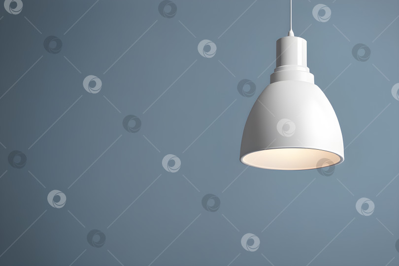 Скачать белая лампа на минималистичном серо-голубом фоне, прохладное освещение фотосток Ozero