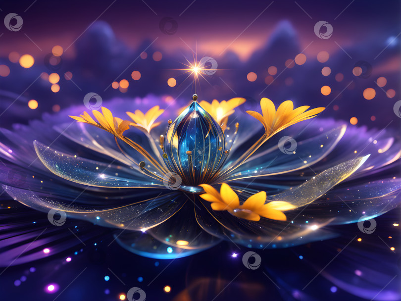 Скачать фантастический фантазийный светящийся полупрозрачный цветок фотосток Ozero