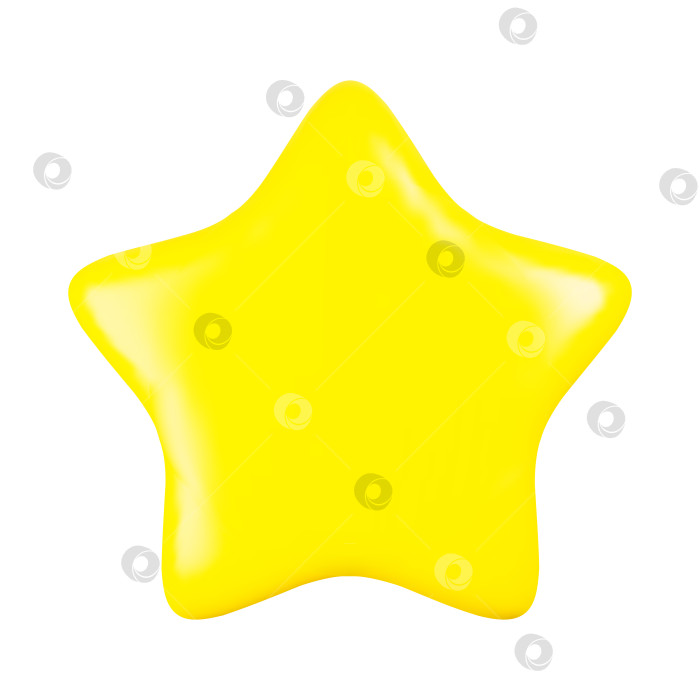 Скачать Симпатичная 3D желтая мультяшная звезда, изолированная на белом фоне. Векторная иллюстрация 3D-рендера. фотосток Ozero