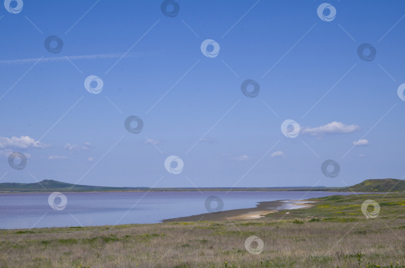 Скачать Государственный природный заповедник Опукский в Крыму. Розовое озеро, берег и степь фотосток Ozero