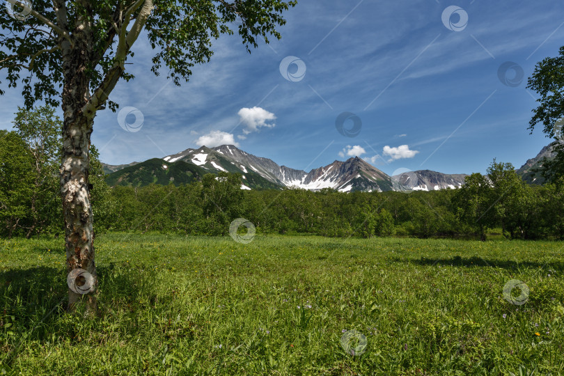 Скачать Красивый летний пейзаж с видом на горы в солнечный день фотосток Ozero