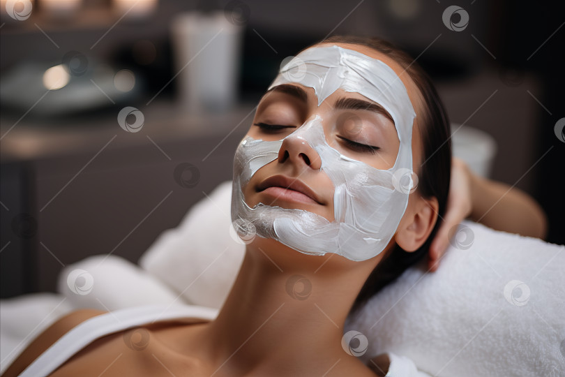 Скачать Нанесение увлажняющей маски для лица квалифицированным косметологом для увлажненной и питательной кожи фотосток Ozero