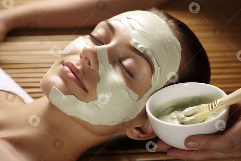 Скачать Нанесение увлажняющей маски для лица экспертом-косметологом для увлажнения кожи в спа-салоне фотосток Ozero