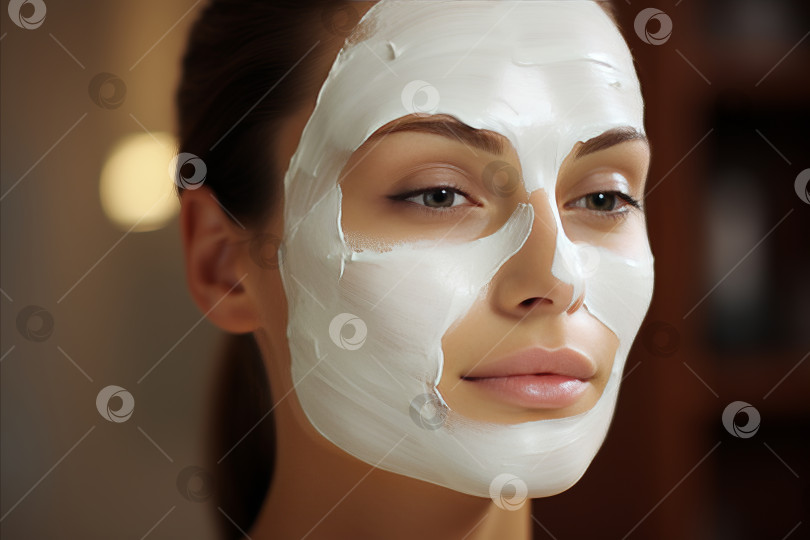 Скачать Профессиональное нанесение увлажняющей маски для лица в кабинете косметолога фотосток Ozero