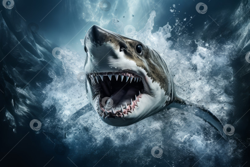 Скачать Грациозный хищник. Элегантность величественных акул в прозрачных Голубых водах раскрывает Огромную мощь фотосток Ozero