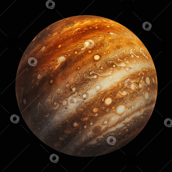 Скачать красочная планета-газовый гигант, похожая на Юпитер, выделенная на черном фоне фотосток Ozero