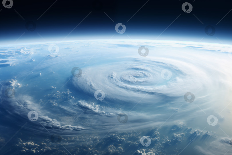 Скачать вид с орбиты на огромный циклон над поверхностью Земли фотосток Ozero