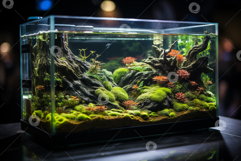 Скачать акваскейп, аквариум в естественном стиле с растениями, искусственный подводный ландшафт, фотосток Ozero