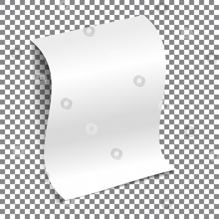 Скачать Белый лист бумаги формата А4 с тенью на прозрачном фоне. Свернутый лист бумаги. Макет, шаблон, макетирование для вашего дизайна и рекламы фотосток Ozero