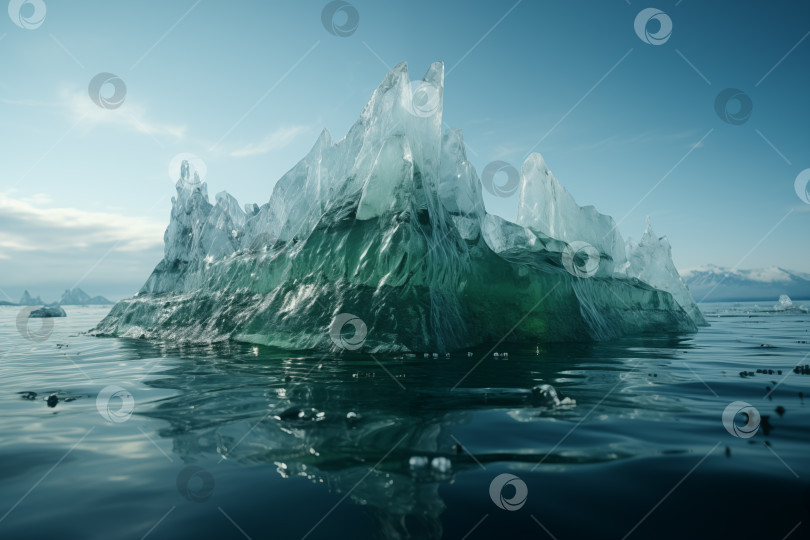 Скачать айсберг из чистого зеленого льда на поверхности воды фотосток Ozero