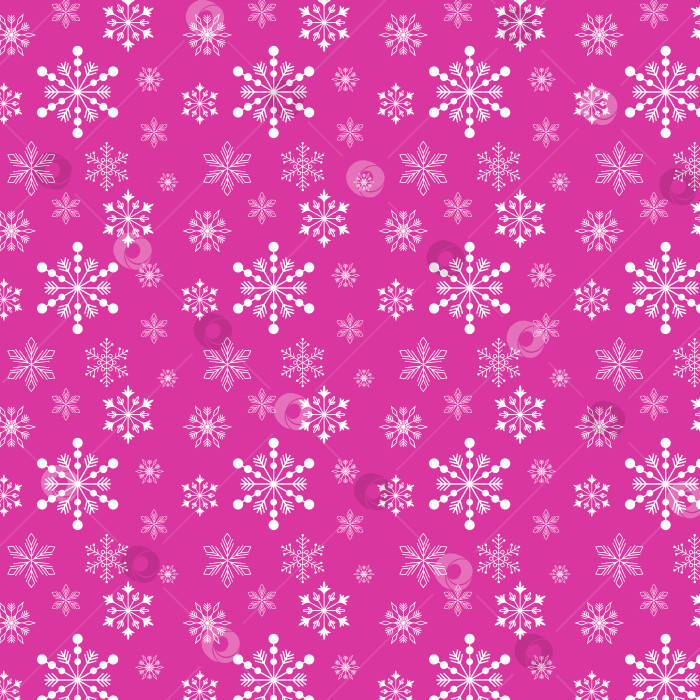 Скачать Бесшовный зимний узор со снежинками на розовом фоне. Узор на панели образцов. фотосток Ozero