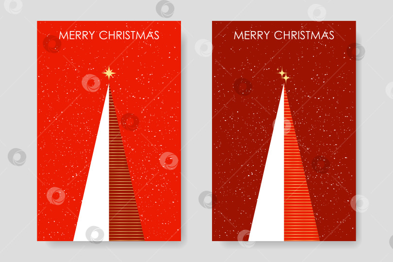 Скачать Креативные рождественские елки на красном фоне. Счастливого Рождества и нового года. фотосток Ozero