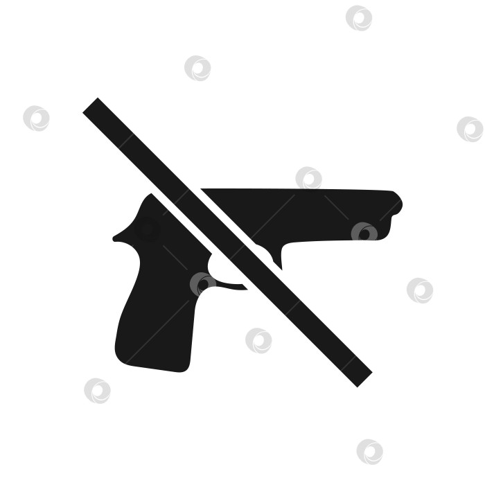 Скачать Огнестрельное оружие запрещено, контурные значки на белом фоне. Редактируемый штрих фотосток Ozero