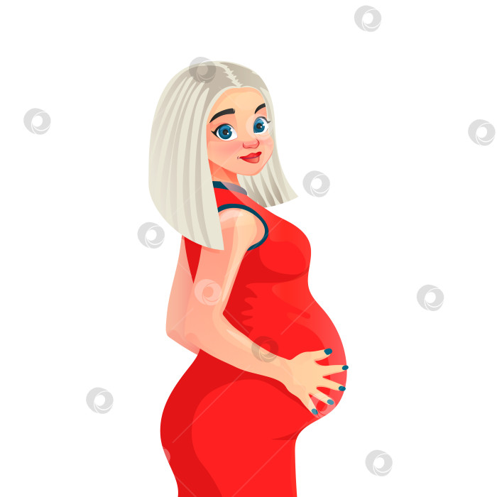 Скачать Милая беременная красавица-блондинка. Мультяшный стиль. Векторная иллюстрация фотосток Ozero