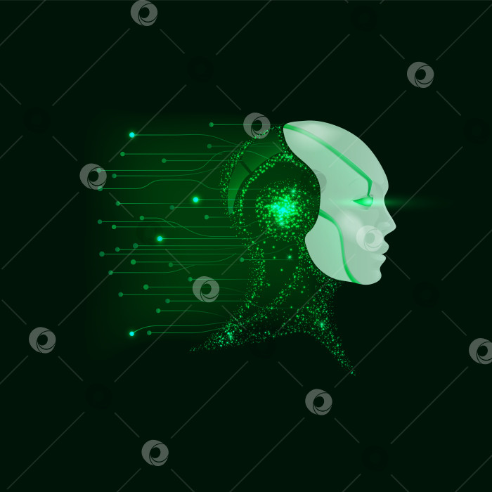 Скачать Искусственный интеллект, чат-бот на зеленом фоне фотосток Ozero