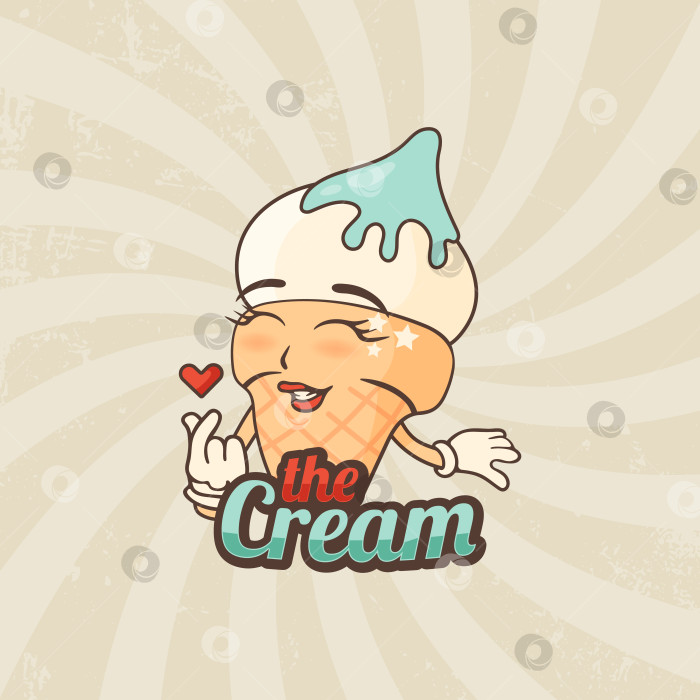 Скачать Милое мороженое в заводном стиле. Логотип. Логотип ледяного счастья фотосток Ozero