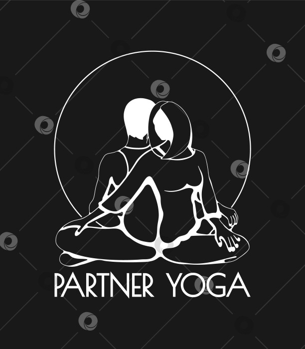 Скачать Йога. Йога для партнеров. Мужчина и женщина на изолированном фоне, набросок фотосток Ozero