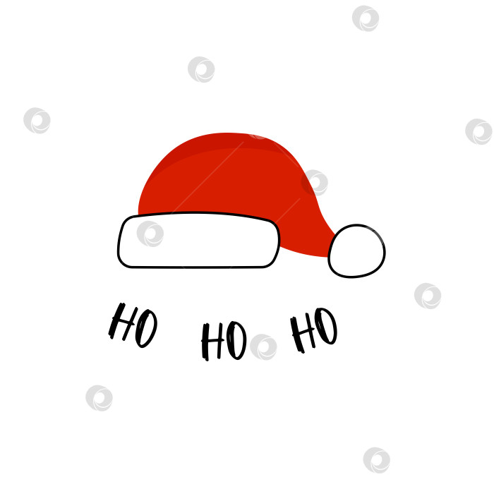 Скачать Скандинавский каракуль с изолированной красной шляпой Санта-Клауса. Рождественская концепция для печати фотосток Ozero