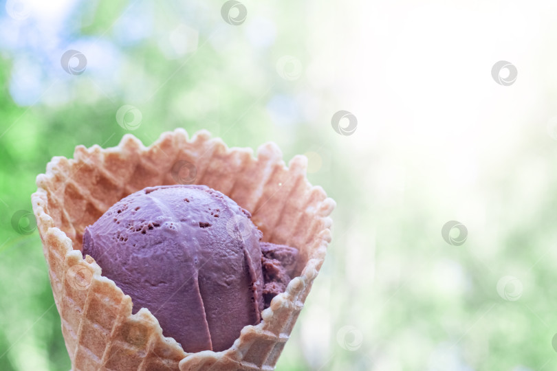Скачать Шоколадное мороженое в вафельном рожке фотосток Ozero
