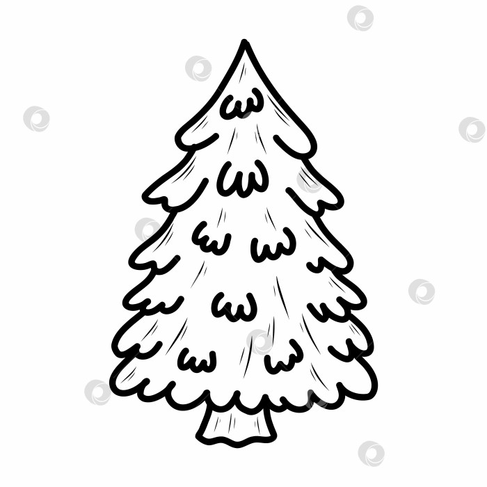 Скачать Ель на белом фоне. Векторная иллюстрация каракулями. Рождественская елка. фотосток Ozero