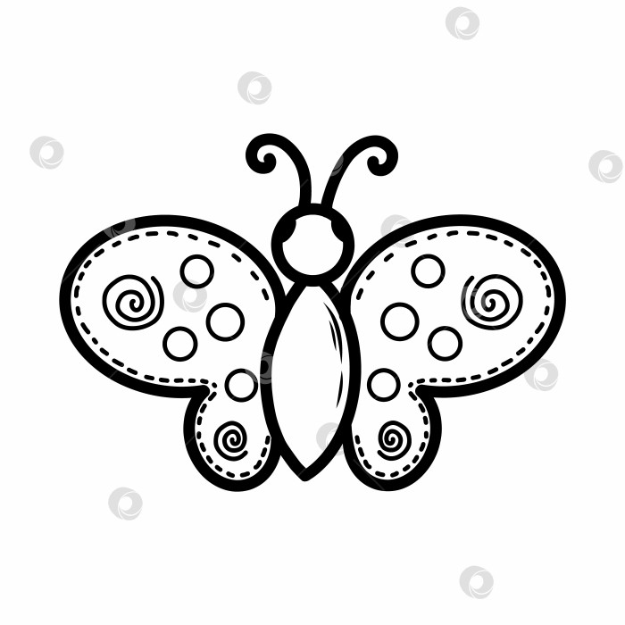 Скачать Симпатичная бабочка на белом фоне. Векторная иллюстрация каракулями. фотосток Ozero