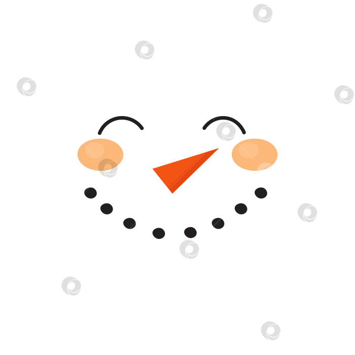 Скачать Изолированная иллюстрация лица снеговика в плоском мультяшном стиле. Улыбающаяся концепция зимнего декора. фотосток Ozero