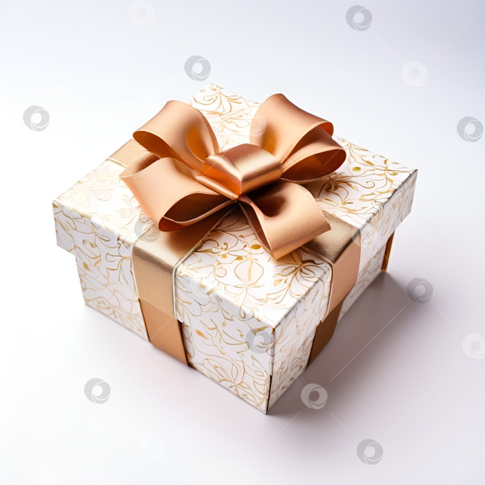 Скачать подарочная коробка с золотым бантом на белом фоне фотосток Ozero