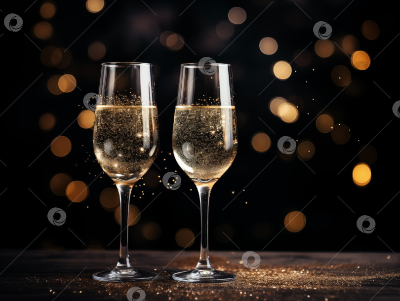 Скачать два бокала шампанского на черном фоне фотосток Ozero
