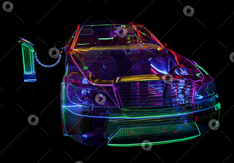 Скачать Стеклянная светящаяся зарядка электромобиля фотосток Ozero