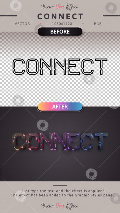 Скачать Connect - Редактируемый текстовый эффект, стиль шрифта фотосток Ozero