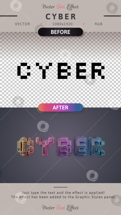 Скачать Cyber Unicorn - Редактируемый текстовый эффект, стиль шрифта фотосток Ozero