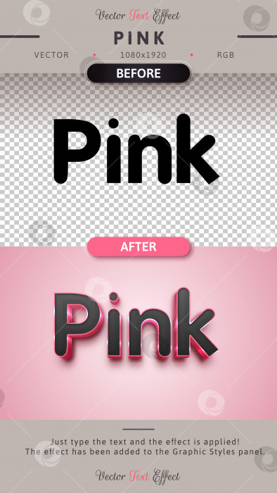 Скачать Розовый - Редактируемый текстовый эффект, стиль шрифта фотосток Ozero