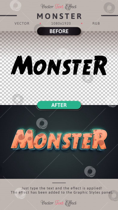 Скачать Монстр - Редактируемый текстовый эффект, стиль шрифта фотосток Ozero
