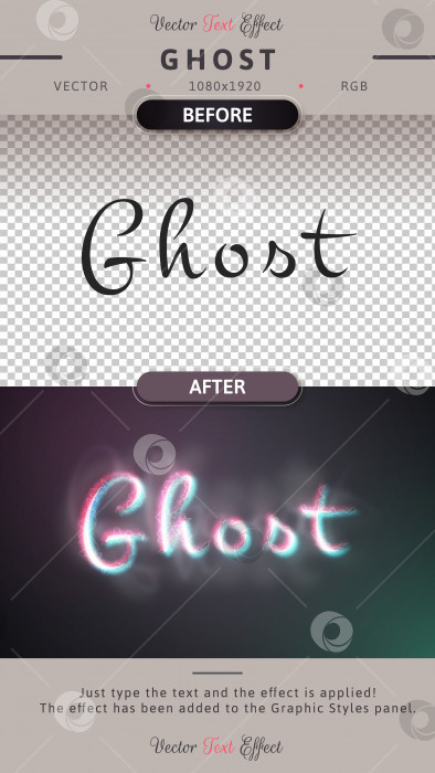 Скачать Призрак - Редактируемый текстовый эффект, стиль шрифта фотосток Ozero