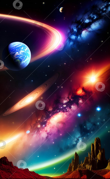 Скачать Абстрактная вселенная. Звезды и планеты. фотосток Ozero